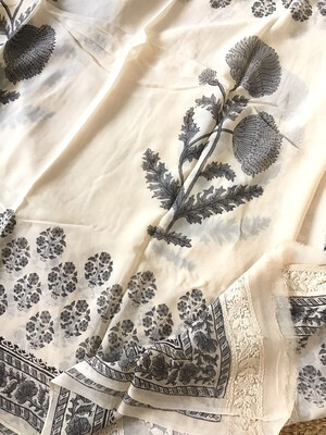 Pure Georgette Banarasi Weaved Suit - Wine